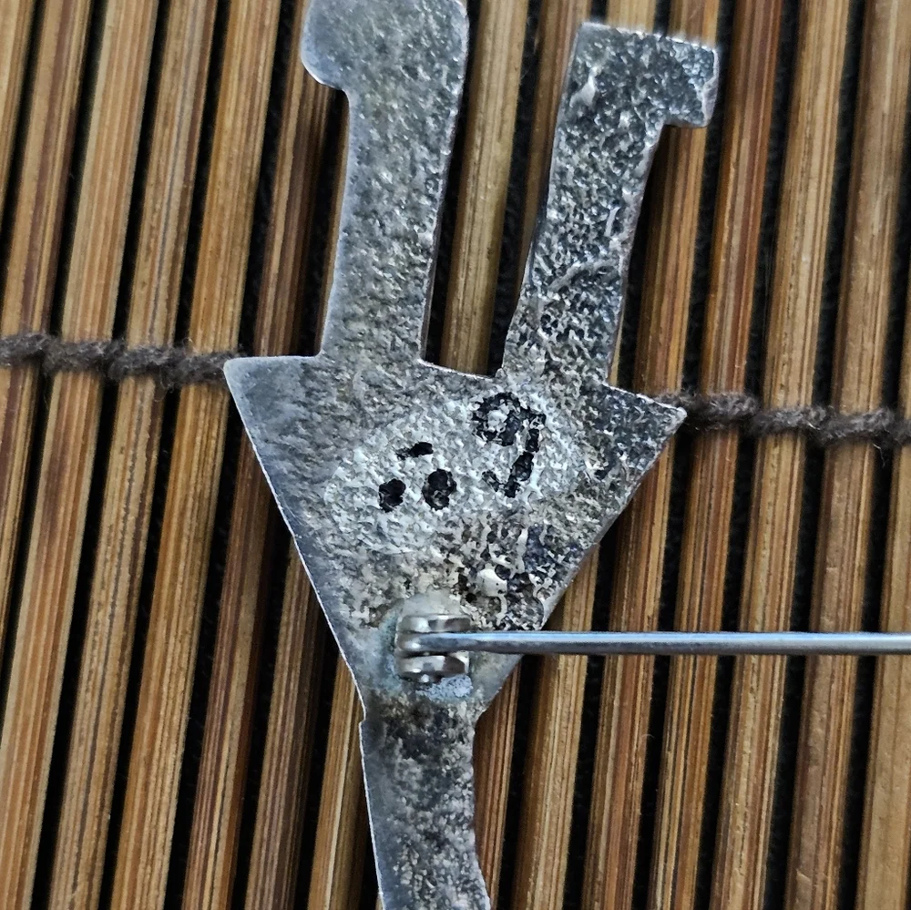 Sterling Silver Navajo Yei Brooch (Vintage) - Picture 9 of 12